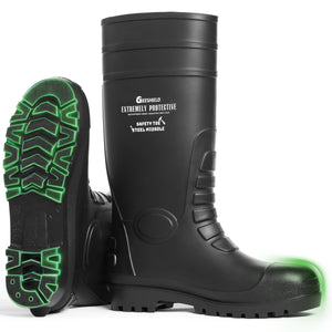 GIEESHIELD Men's Rain Boots Steel Toe PVC Rubber Boots - Waterproof Slip-Resistant Garden Fishing Outdoor Knee High Work Boots for Construction, Agriculture, Industrial & Heavy Duty