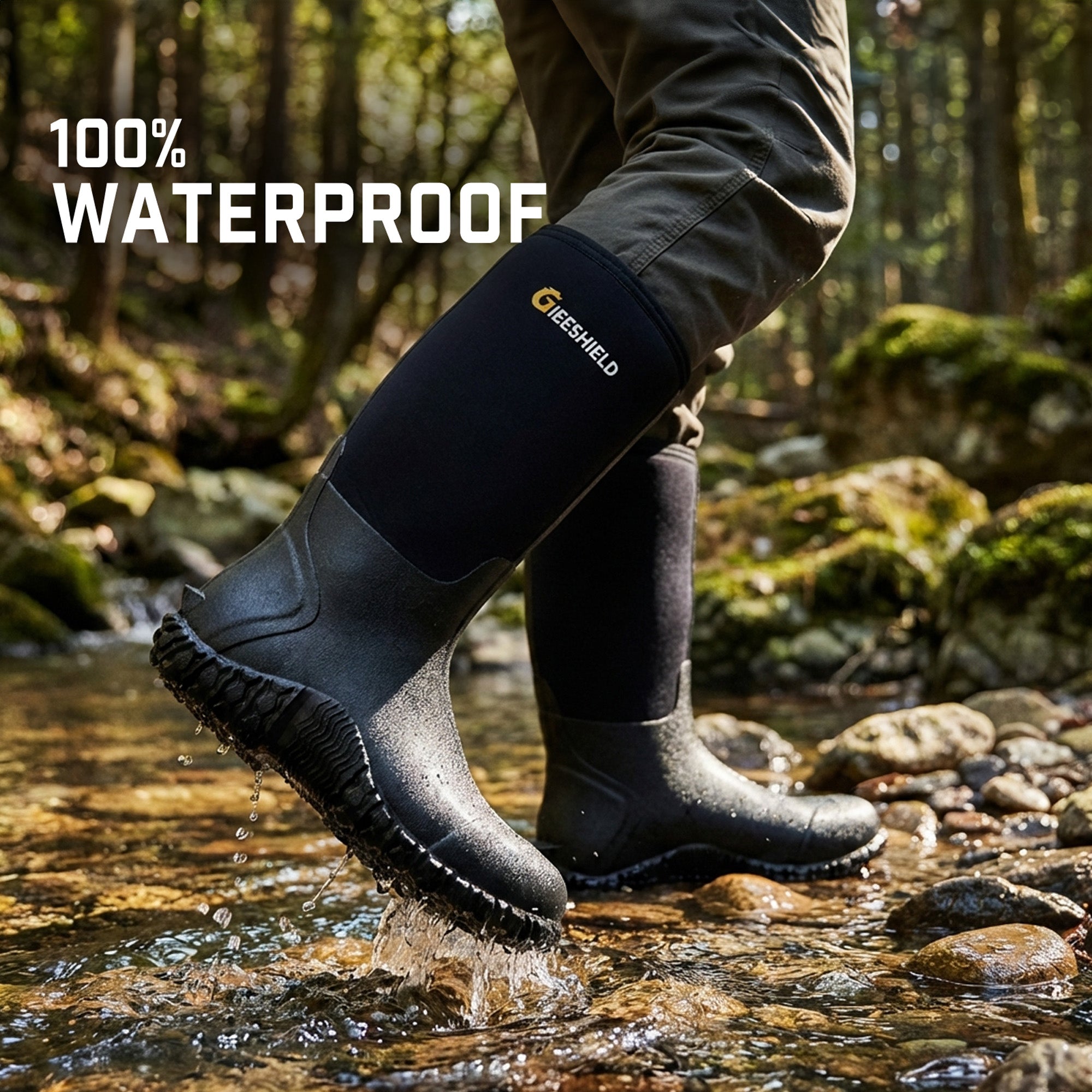 GIEESHIELD Rubber Boots for Men And Women,Waterproof Insulated Hunting & Work Boots with Steel Shank, Durable Anti-Slip Outdoor Boots for Farming, Gardening, Fishing, Mud Working
