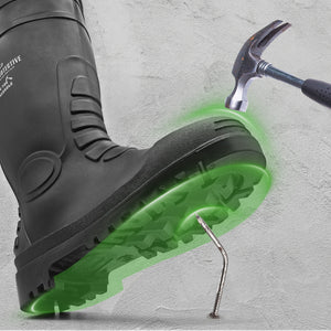 GIEESHIELD Men's Rain Boots Steel Toe PVC Rubber Boots - Waterproof Slip-Resistant Garden Fishing Outdoor Knee High Work Boots for Construction, Agriculture, Industrial & Heavy Duty