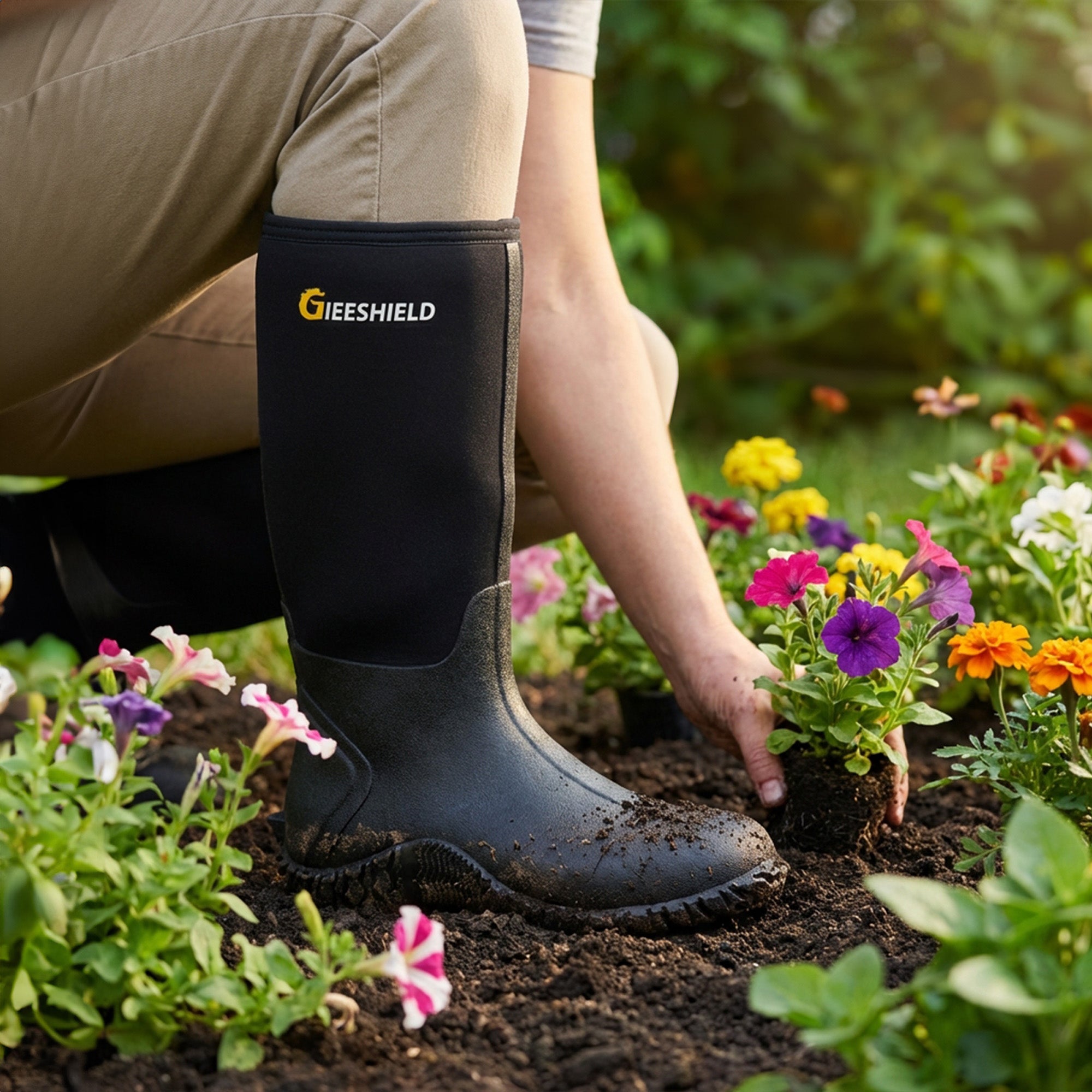 GIEESHIELD Rubber Boots for Men And Women,Waterproof Insulated Hunting & Work Boots with Steel Shank, Durable Anti-Slip Outdoor Boots for Farming, Gardening, Fishing, Mud Working