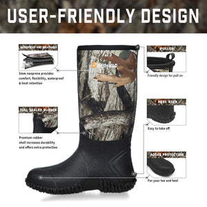 GIEESHIELD Rubber Boots for Men And Women,Waterproof Insulated Hunting & Work Boots with Steel Shank, Durable Anti-Slip Outdoor Boots for Farming, Gardening, Fishing, Mud Working