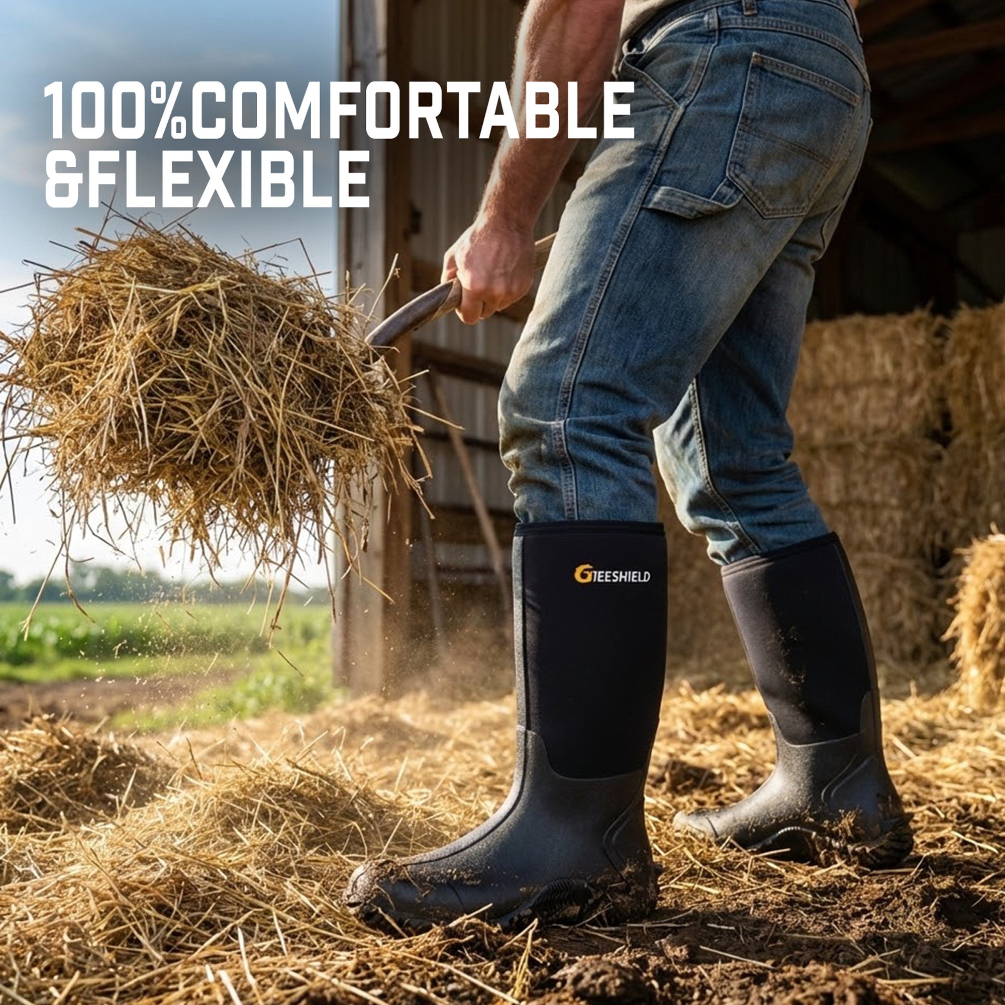 GIEESHIELD Rubber Boots for Men And Women,Waterproof Insulated Hunting & Work Boots with Steel Shank, Durable Anti-Slip Outdoor Boots for Farming, Gardening, Fishing, Mud Working