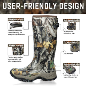 GIEESHIELD Rubber Boots for Men & Women – Ultra-Light Waterproof 6mm Neoprene Insulated Boots with Anti-Slip Sole, Warm Hunting & Rain Boots for Farming, Snow, Mud