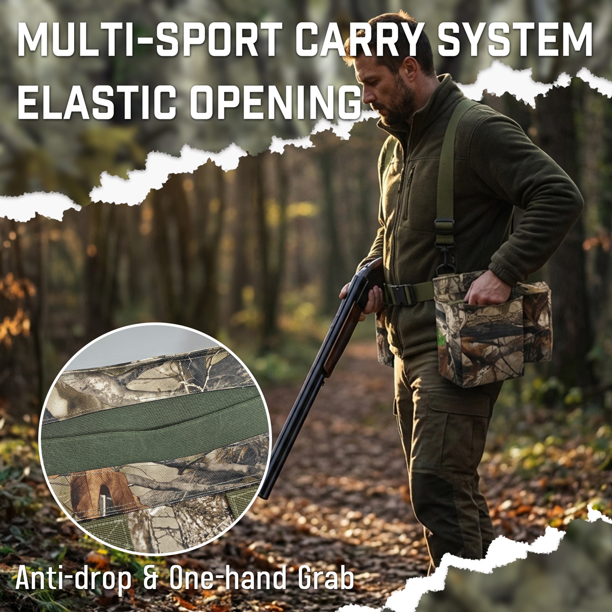 Hunting Belt with Shoulder Strap, Quick-Release Game Belt with Shell Pouch & Bottle Holder for Dove Hunting