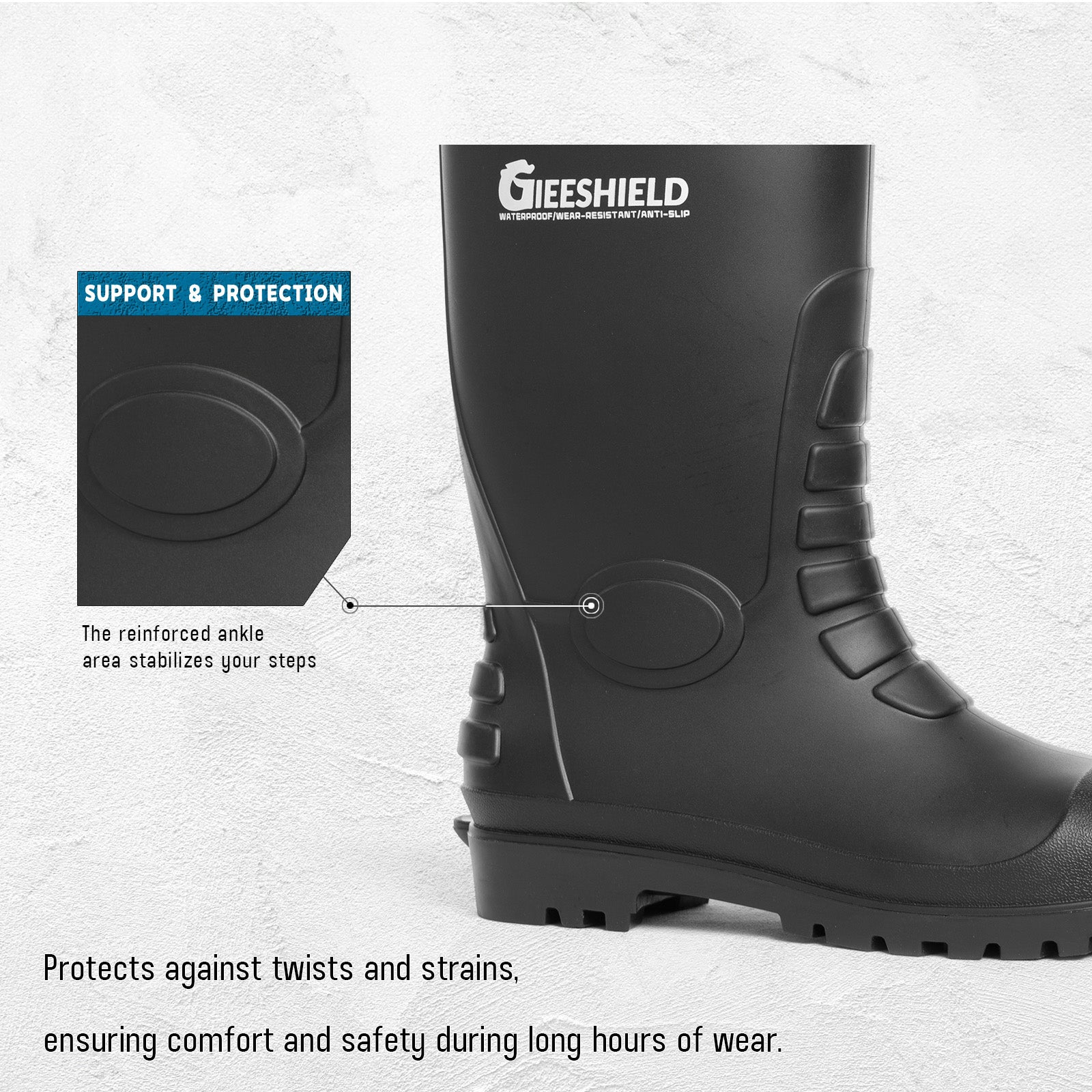 GIEESHIELD PVC Rain Boots for Men And Women – Waterproof Slip-Resistant Rubber Work Boots, Seamless Durable Tall Knee Boots for Agriculture, Gardening, Fishing, Industrial & Outdoor Work