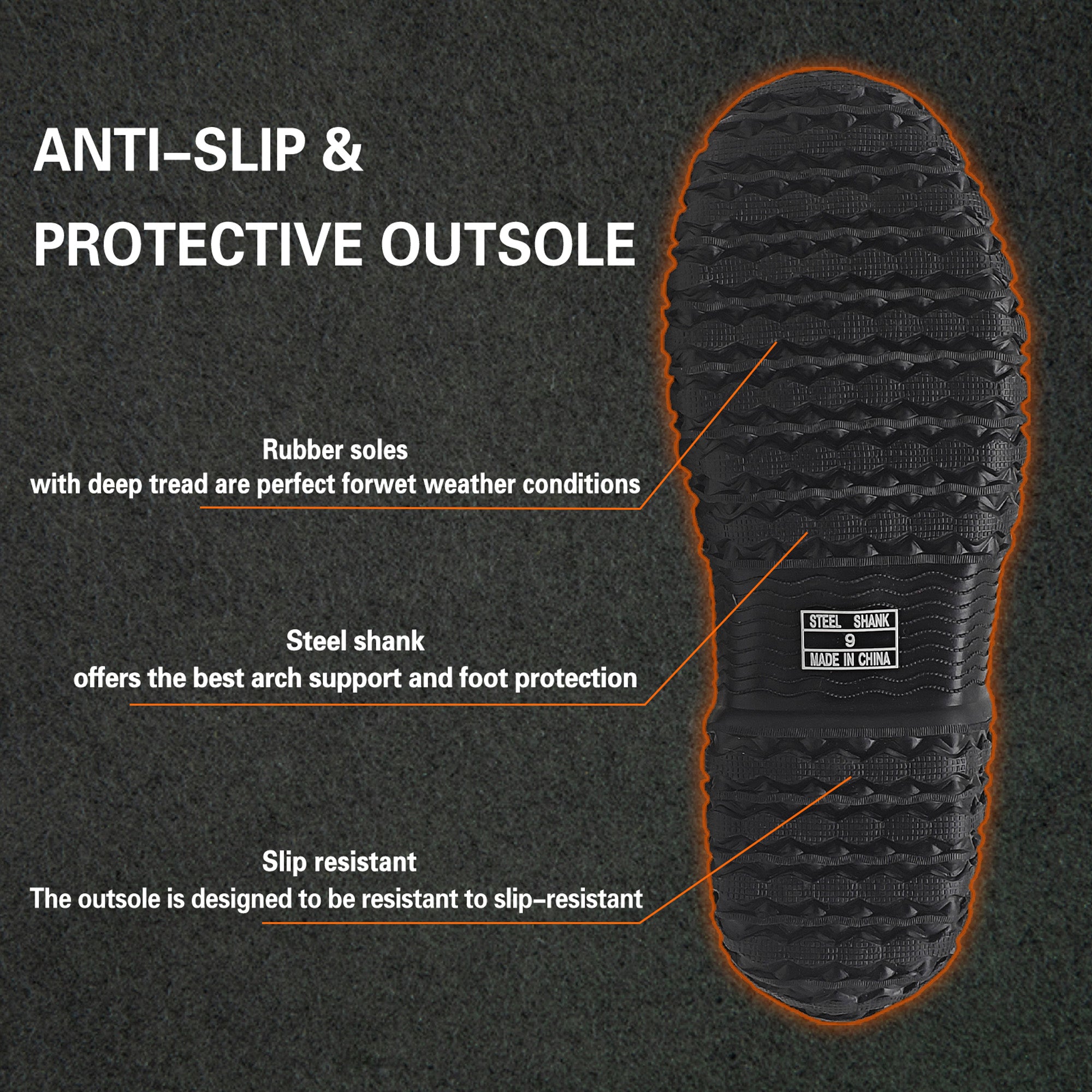 GIEESHIELD Rubber Boots for Men And Women,Waterproof Insulated Hunting & Work Boots with Steel Shank, Durable Anti-Slip Outdoor Boots for Farming, Gardening, Fishing, Mud Working