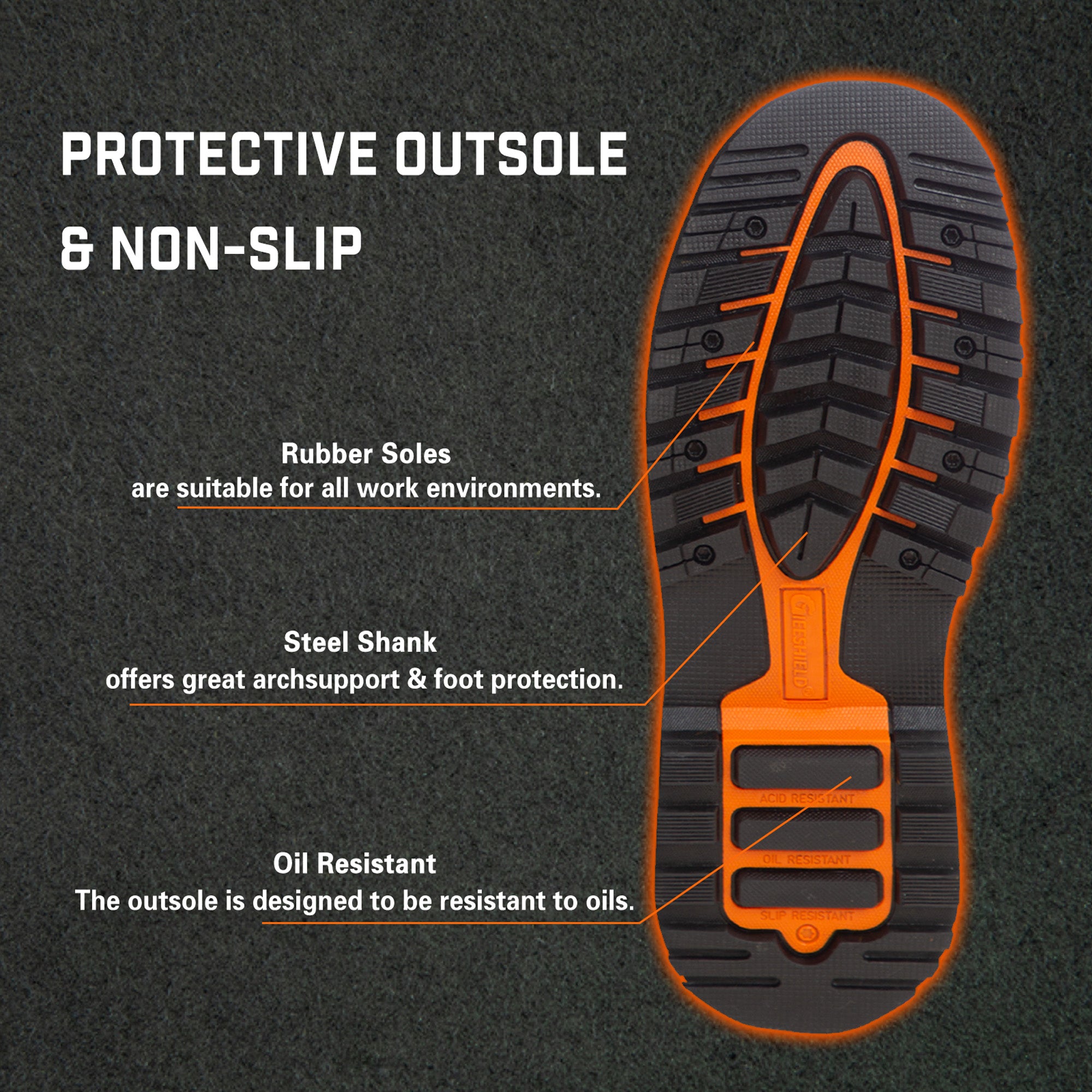 Men's Rubber Work Boots with Steel Toe & Shank, Waterproof & Anti-Slip, 6mm Neoprene, Durable Brown Rubber Boot for Construction, Farming, Manufacturing, Sizes 7-14