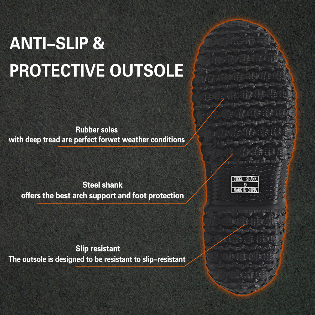 GIEESHIELD Rubber Boots for Men And Women,Waterproof Insulated Hunting & Work Boots with Steel Shank, Durable Anti-Slip Outdoor Boots for Farming, Gardening, Fishing, Mud Working