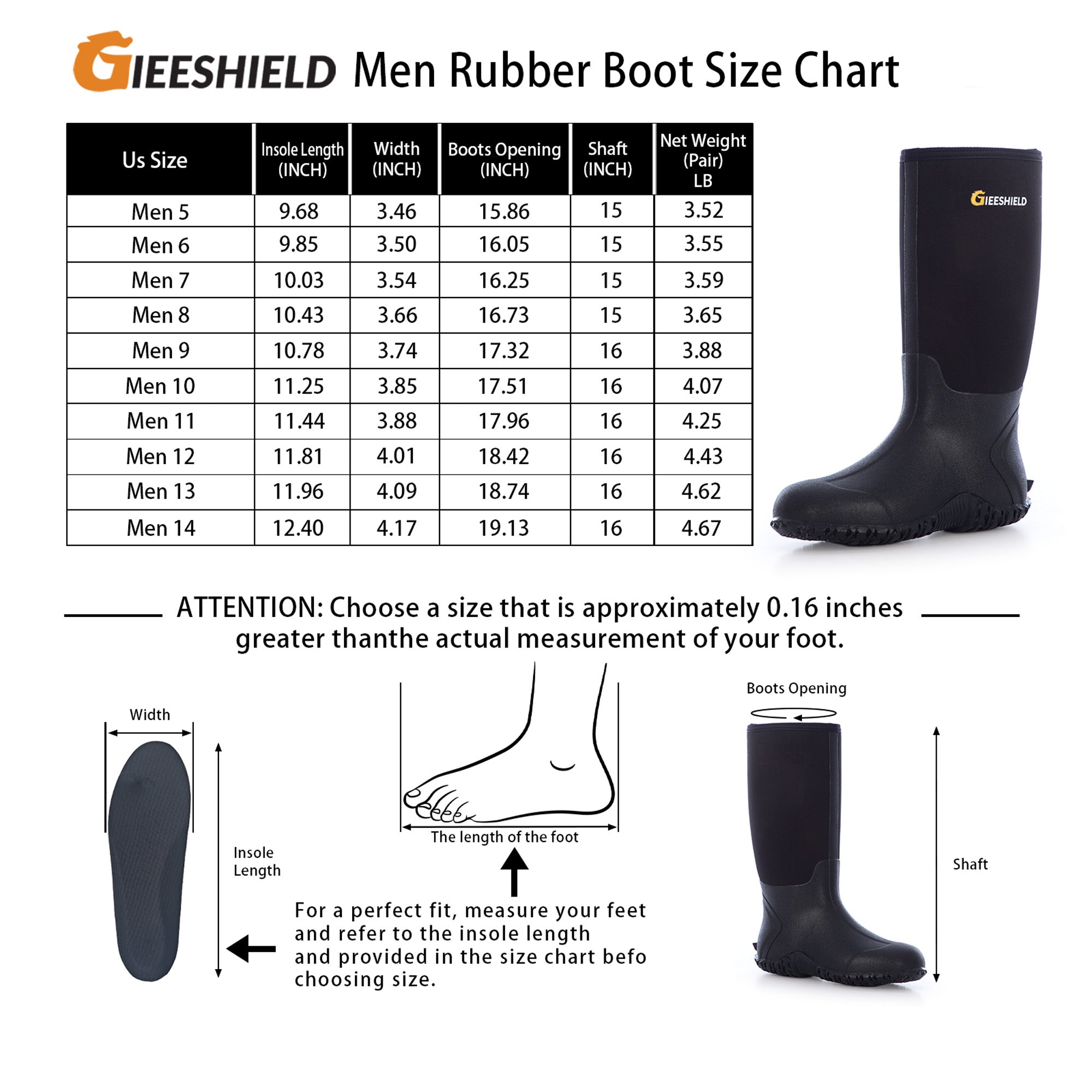GIEESHIELD Rubber Boots for Men And Women,Waterproof Insulated Hunting & Work Boots with Steel Shank, Durable Anti-Slip Outdoor Boots for Farming, Gardening, Fishing, Mud Working
