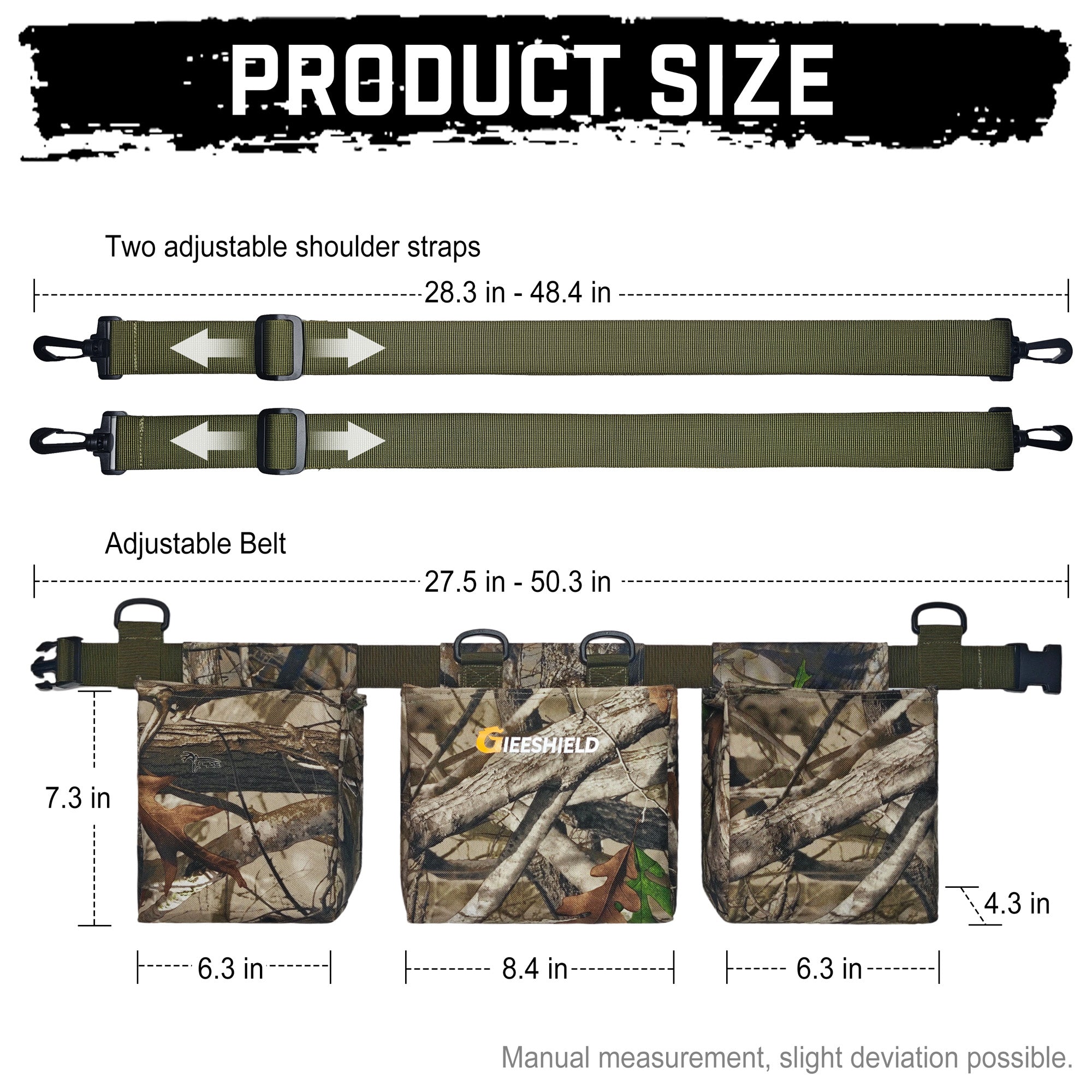 Hunting Belt with Shoulder Strap, Quick-Release Game Belt with Shell Pouch & Bottle Holder for Dove Hunting