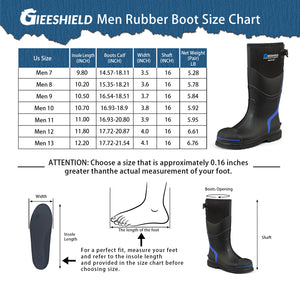 GIEESHIELD Men's Rubber Work Boots with Steel Toe & Shank, Waterproof & Anti-Slip, 6mm Neoprene, Durable Rubber Boot for Construction, Farming, Manufacturing