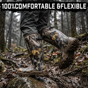 GIEESHIELD Rubber Boots for Men & Women – Ultra-Light Waterproof 6mm Neoprene Insulated Boots with Anti-Slip Sole, Warm Hunting & Rain Boots for Farming, Snow, Mud