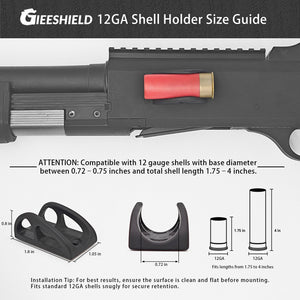 12 Gauge Shotgun Shell Holder – Tactical Ammo Carrier – PA12 Plastic Mount with Screw Hole – Compatible with Most 12GA Shotguns – Durable Shell Rack for Hunting and Range