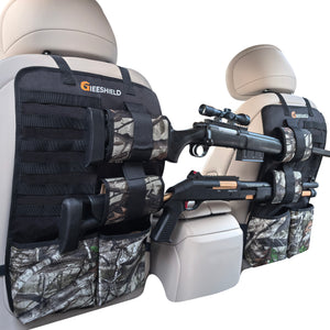 Truck Gun Rack（Set of 2）, Seat Back Gun Rack with Adjustable Straps, 600D Oxford Cloth, Universal Rifle Holder, PVC Coated, Secure Storage Pockets for Hunting Gear, Easy to Install Vehicle Gun Rack