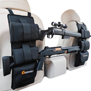 Truck Gun Rack（Set of 2）, Seat Back Gun Rack with Adjustable Straps, 600D Oxford Cloth, Universal Rifle Holder, PVC Coated, Secure Storage Pockets for Hunting Gear, Easy to Install Vehicle Gun Rack