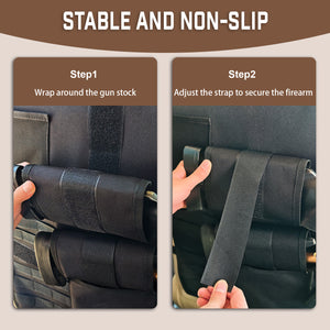 Truck Gun Rack（Set of 2）, Seat Back Gun Rack with Adjustable Straps, 600D Oxford Cloth, Universal Rifle Holder, PVC Coated, Secure Storage Pockets for Hunting Gear, Easy to Install Vehicle Gun Rack