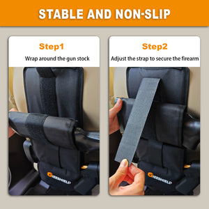 Truck Gun Rack（Set of 2）, Seat Back Gun Rack with Adjustable Straps, 600D Oxford Cloth, Universal Rifle Holder, PVC Coated, Secure Storage Pockets for Hunting Gear, Easy to Install Vehicle Gun Rack