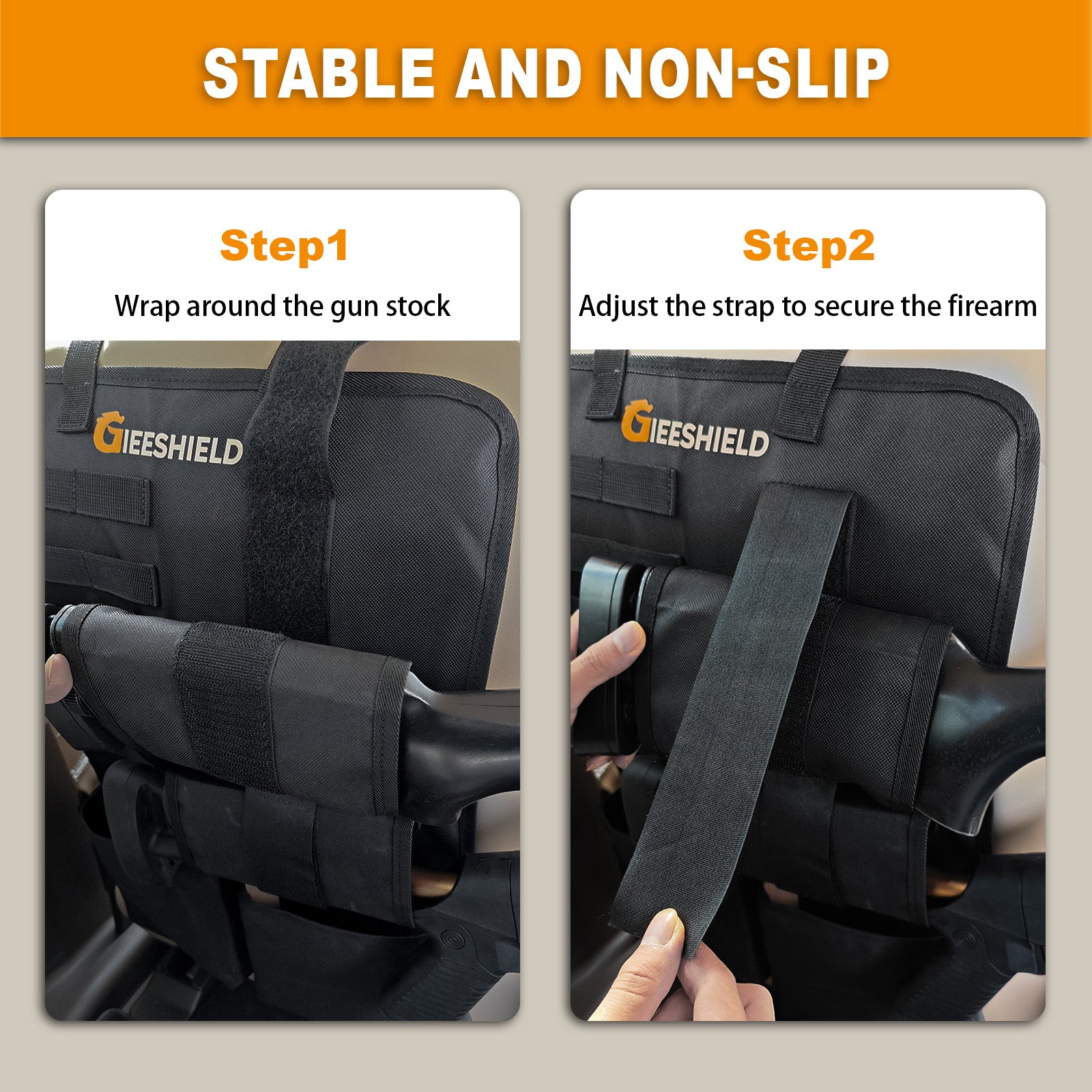 Truck Gun Rack（Set of 2）, Seat Back Gun Rack with Adjustable Straps, 600D Oxford Cloth, Universal Rifle Holder, PVC Coated, Secure Storage Pockets for Hunting Gear, Easy to Install Vehicle Gun Rack