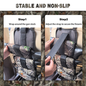 Truck Gun Rack（Set of 2）, Seat Back Gun Rack with Adjustable Straps, 600D Oxford Cloth, Universal Rifle Holder, PVC Coated, Secure Storage Pockets for Hunting Gear, Easy to Install Vehicle Gun Rack