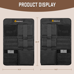 Truck Gun Rack（Set of 2）, Seat Back Gun Rack with Adjustable Straps, 600D Oxford Cloth, Universal Rifle Holder, PVC Coated, Secure Storage Pockets for Hunting Gear, Easy to Install Vehicle Gun Rack