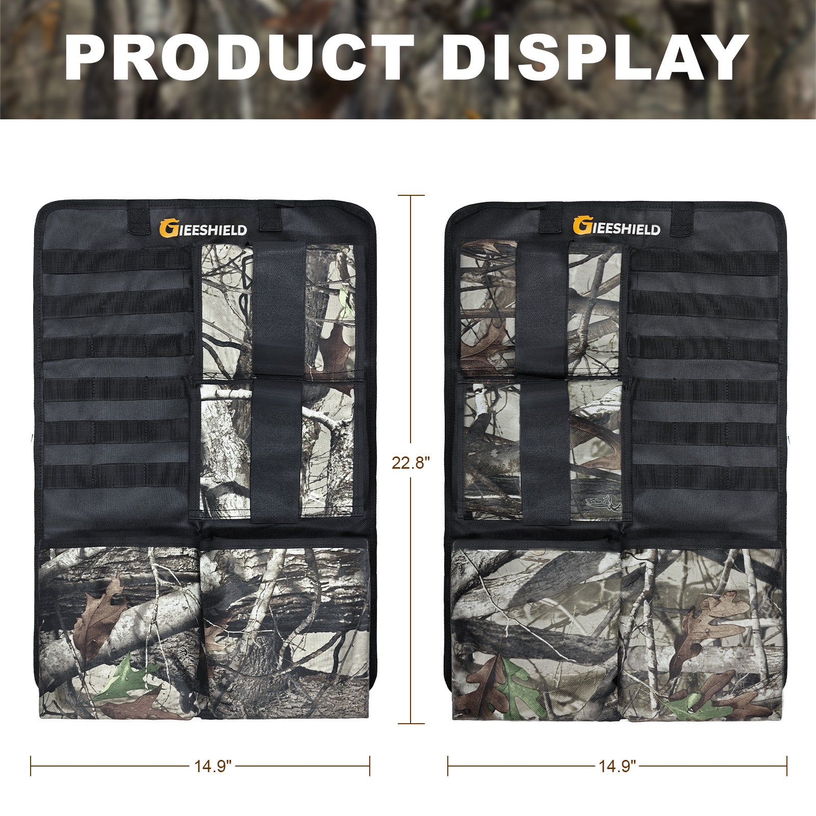 Truck Gun Rack（Set of 2）, Seat Back Gun Rack with Adjustable Straps, 600D Oxford Cloth, Universal Rifle Holder, PVC Coated, Secure Storage Pockets for Hunting Gear, Easy to Install Vehicle Gun Rack