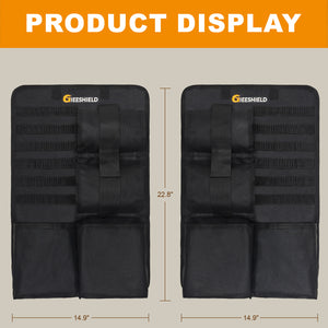 Gieeshield Truck Gun Rack（Set of 2）, Seat Back Gun Rack with Adjustable Straps, 600D Oxford Cloth, Universal Rifle Holder, PVC Coated, Secure Storage Pockets for Hunting Gear, Easy to Install