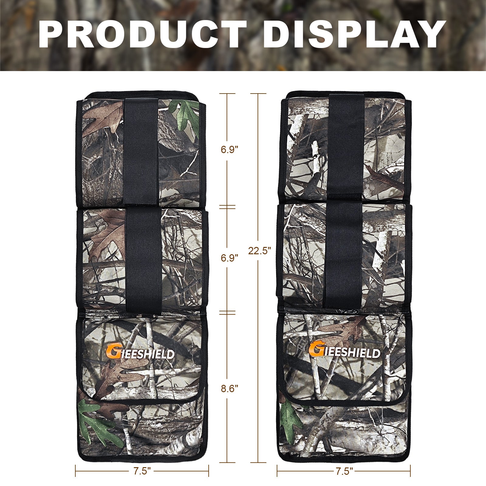 Truck Gun Rack（Set of 2）, Seat Back Gun Rack with Adjustable Straps, 600D Oxford Cloth, Universal Rifle Holder, PVC Coated, Secure Storage Pockets for Hunting Gear, Easy to Install Vehicle Gun Rack