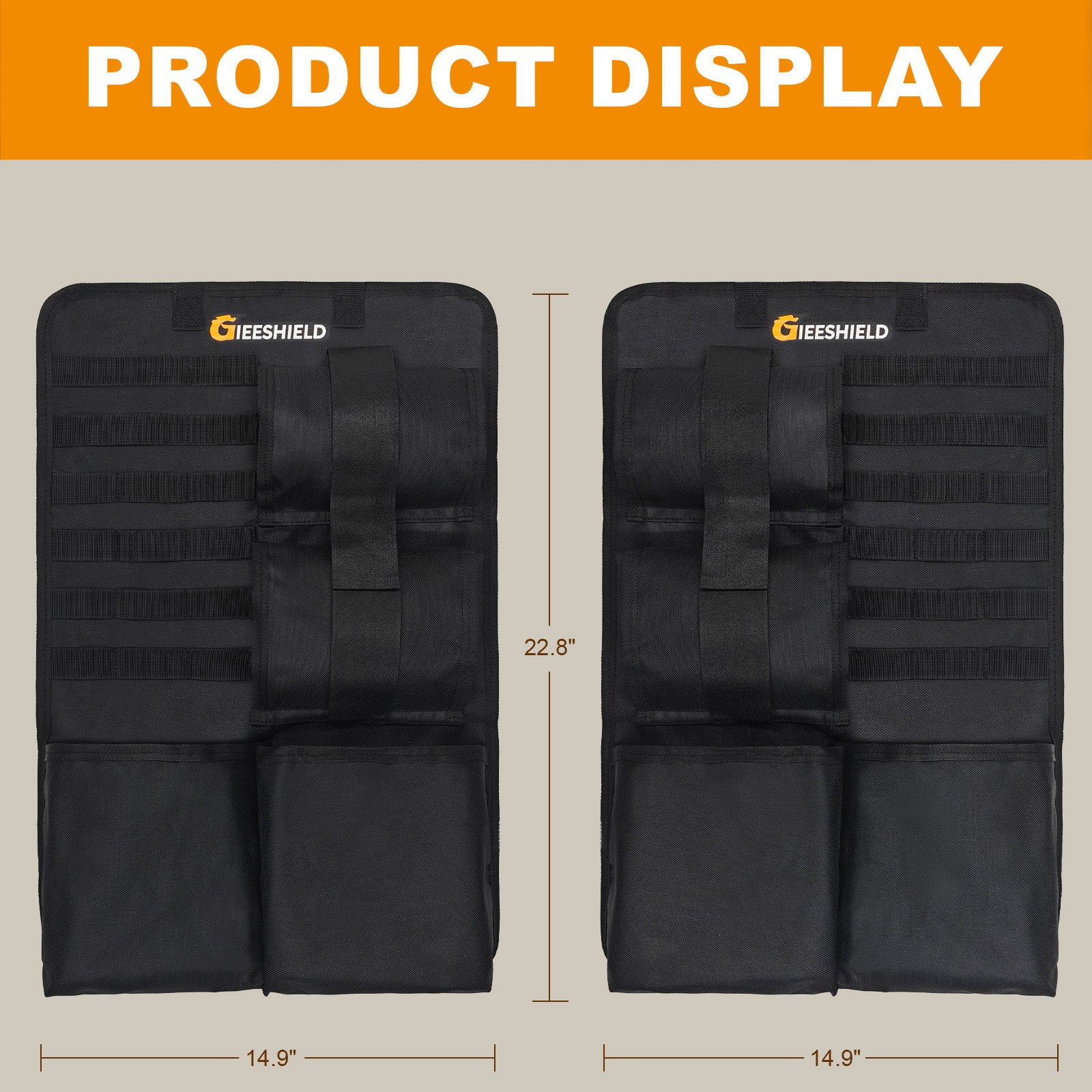 Truck Gun Rack（Set of 2）, Seat Back Gun Rack with Adjustable Straps, 600D Oxford Cloth, Universal Rifle Holder, PVC Coated, Secure Storage Pockets for Hunting Gear, Easy to Install Vehicle Gun Rack