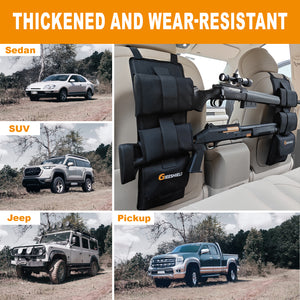 Gieeshield Truck Gun Rack（Set of 2）, Seat Back Gun Rack with Adjustable Straps, 600D Oxford Cloth, Universal Rifle Holder, PVC Coated, Secure Storage Pockets for Hunting Gear, Easy to Install